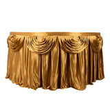 14ft Gold Pleated Satin Double Drape Table Skirt