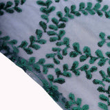 90x156inch Hunter Emerald Green Sequin Leaf Embroidered Tulle Rectangular Tablecloth