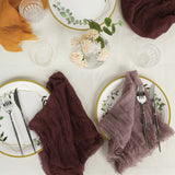 5 Pack | Burgundy Gauze Cheesecloth Boho Dinner Napkins | 24x19Inch