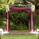 5ftx14ft Premium Burgundy Chiffon Curtain Panel, Backdrop Ceiling Drapery With Rod Pocket