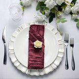 5 Pack | Burgundy Accordion Crinkle Taffeta Dinner Napkins | 20x20Inch