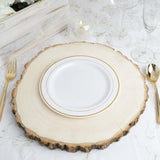 10 Pack | 8inch Très Chic Gold Rim White Disposable Salad Plates, Plastic Dessert Appetizer Plates