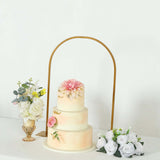 35" Gold Metal Chiara Arch Wedding Cake Display Stand with Rounded Top, Flower Balloon Frame