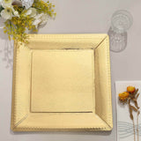 10 Pack | 13inch Gold Textured Disposable Square Charger Plates