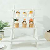 21inch Rustic Whitewashed 4-Tier Wooden Ladder Shelf Cupcake Stand