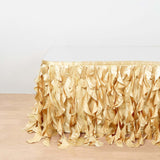 14ft Enchanting Curly Willow Taffeta Table Skirt - Champagne