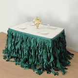 14ft Hunter Emerald Green Curly Willow Taffeta Table Skirt