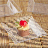 12 Pack | 4inch Clear Mini Square Plastic Appetizer Plates, Disposable Dessert Plates