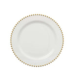 10-Pack Black Plastic Dessert Plates – 8" Round with Gold Beaded Rim, Disposable for#whtbkgd