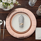 Rose Gold Disposable 13inch Charger Plates, Cardboard Serving Tray, Round with Leathery Texture