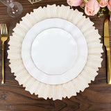 6 Pack | 13inch Antique White Sunray Acrylic Plastic Charger Plates, Scalloped Rim Serving Trays