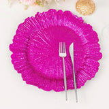 6 Pack 13inch Fuchsia Round Reef Acrylic Plastic Charger Plates, Dinner Charger Plates