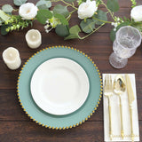 10 Pack Dusty Sage Disposale Party Plates with Gold Beaded Rim, 10inch Round Plastic Dinner Plates