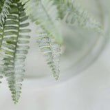 2 Stems | Frosted Green Artificial Boston Fern Leaf Plant Indoor Spray