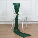 5 Pack | Hunter Emerald Green Gauze Cheesecloth Boho Chair Sashes - 16inch x 88inch