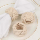 4 Pack | Rustic Burlap Napkin Rings, Handmade Braided Jute Napkin Holders - Cream