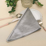 5 Pack | Silver Premium Sheen Finish Velvet Cloth Dinner Napkins