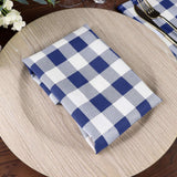 5 Pack | Navy Blue/White Buffalo Plaid Cloth Dinner Napkins, Gingham Style | 15x15Inch