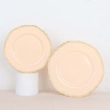 10 Pack | 9inch Nude / Gold Scalloped Rim Disposable Dinner Plates