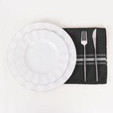 10 Pack Black Spun Polyester Cloth Napkins with White Reverse Stripes, Premium Restaurant Quality