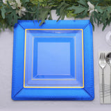 10 Pack | 13inch Royal Blue Textured Disposable Square Charger Plates