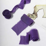 6yd Purple Silk-Like Chiffon Linen Ribbon Roll For Bouquets, Wedding Invitations Gift Wrapping