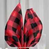 5 Pack | Black/Red Buffalo Plaid Cloth Dinner Napkins, Gingham Style | 15x15Inch