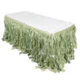 14ft Sage Green Curly Willow Taffeta Table Skirt