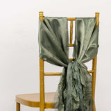 5 Pack Eucalyptus Sage Green Curly Willow Chiffon Satin Chair Sashes