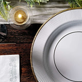 Sunray White 13inch Disposable Charger Plates, Cardboard Serving Tray, Round with Gold Edges