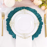 6 Pack | 13inch Peacock Teal Round Reef Acrylic Plastic Charger Plates, Dinner Charger Plates