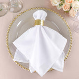 5 Pack | White 200 GSM Premium Polyester Dinner Napkins, Seamless Cloth Napkins