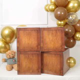 4 Pack | Wood Grain Brown Boho Design DIY Prop Balloon Boxes