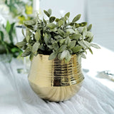 2 Pack | 6inch Gold Textured Round Ceramic Flower Plant Pots