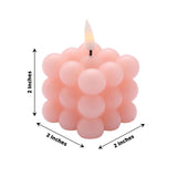 2 Pack | 2inch Blush Rose Gold Flameless Flickering LED Bubble Candles