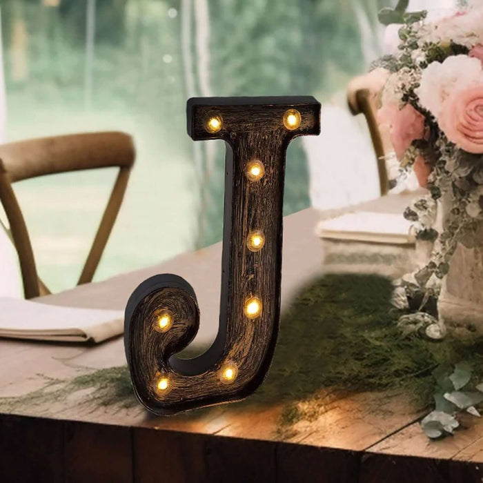 Antique Black Industrial Style LED Marquee Alphabet Letter Sign, 9inch Light Up Letter