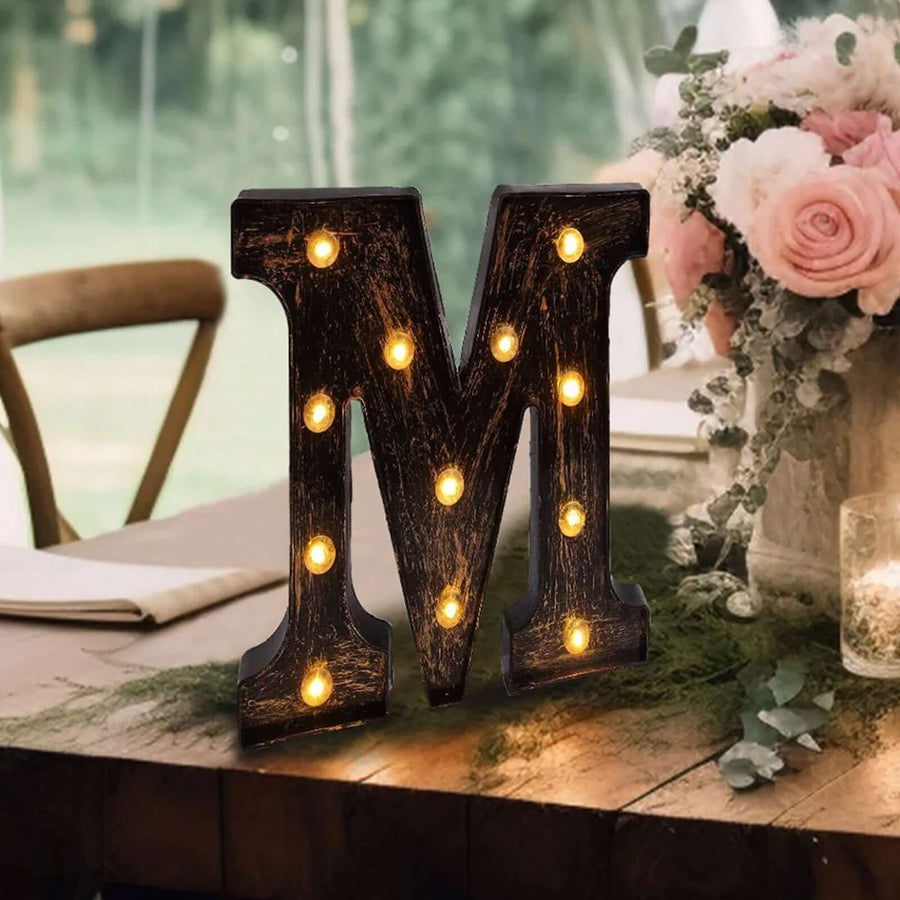 Antique Black Industrial Style LED Marquee Alphabet Letter Sign, 9inch Light Up Letter