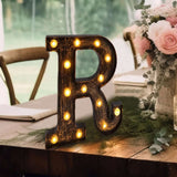 Antique Black Industrial Style LED Marquee Alphabet Letter Sign, 9inch Light Up Letter