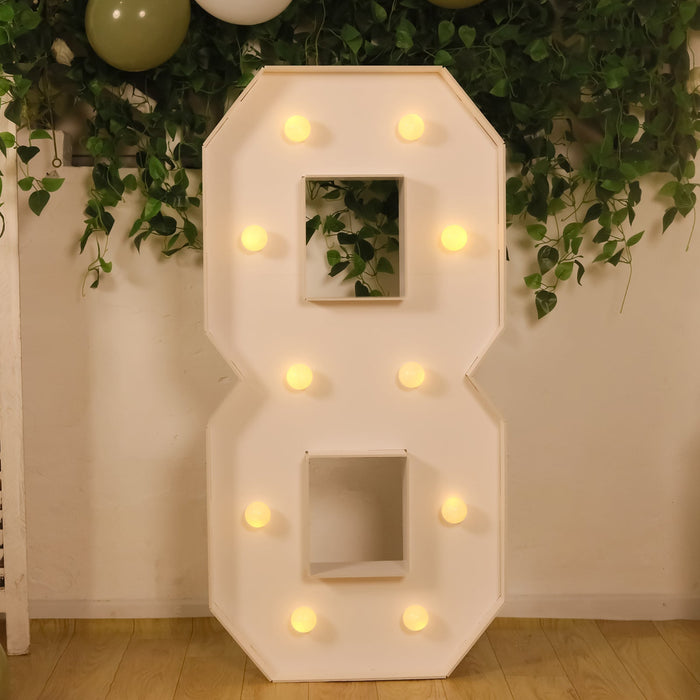 Large illuminated number 8 with lights, perfect for celebrations and events.