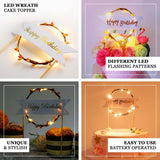 LED Light Up Wreath Happy Birthday Banner Cake Topper, Blinking Cake Decoration