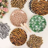 60 Pcs Animal Safari Print Disposable Dinnerware Set, Jungle Theme