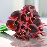 20 Stems | 14inch Burgundy Artificial Poly Foam Calla Lily Flowers