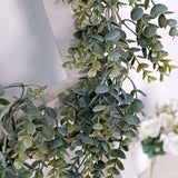 6ft Lifelike Frosted Green Artificial Eucalyptus Leaf Garland Plant, Waterproof Faux Hanging Vine