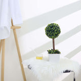 16inch Green Artificial Boxwood Topiary Ball Tree In White Planter Pot