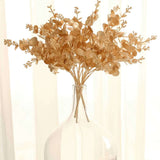 4 Pack Metallic Gold Faux Eucalyptus Leaves Spray, 12inch Artificial Plant Bushes Vase Fillers