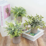 3 Plant Set | 9inch Mini Potted Artificial Eucalyptus, Rosemary & Boxwood Faux Planter Collection