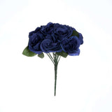 12inches Navy Blue Artificial Velvet-Like Fabric Rose Flower Bouquet Bush