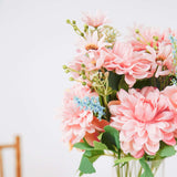 2 Bushes | Blush / Blue Artificial Silk Dahlia Flower Bouquet Spray