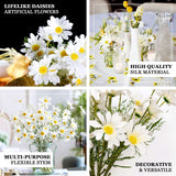 6 Bushes | White Artificial Silk Daisy Flower Stem Bouquet Branches