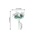 4 Bushes | 11inch White Artificial Silk Daisy Flower Bouquet Branches